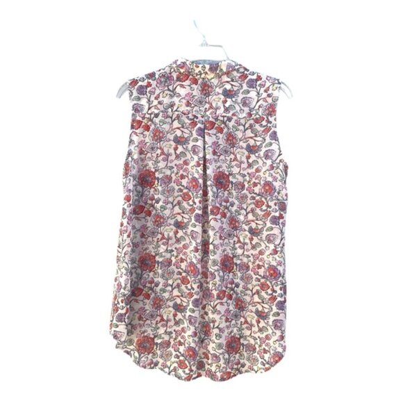 H&M Women’s Floral Print Semi Sheer Sleeveless Button-Down Top Size 10 - Picture 3 of 8